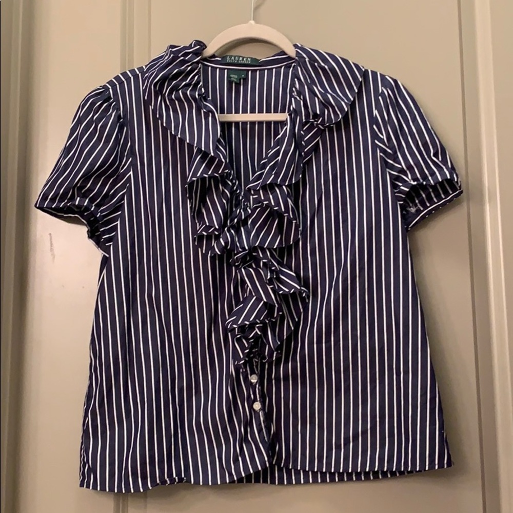Ralph Lauren ruffle front blouse